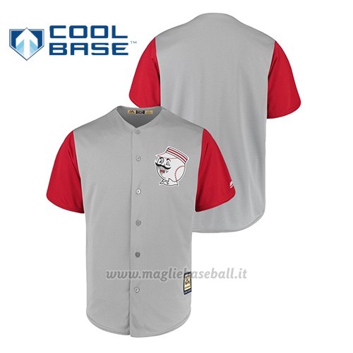 Maglia Baseball Hombre Cincinnati Reds Cool Base Cooperstown Collection 1956 Grigio